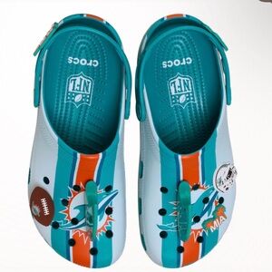 CROCS unisex Miami Dolphins Teall/Orange Graphic Clog